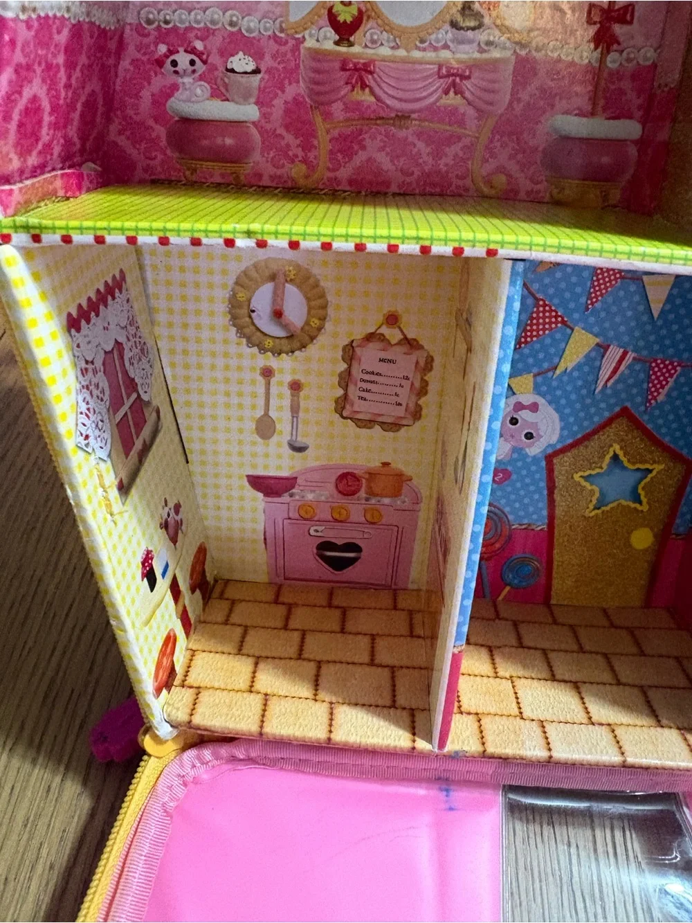 Kids Pink & Orange Playhouse Carry Case for Dolls